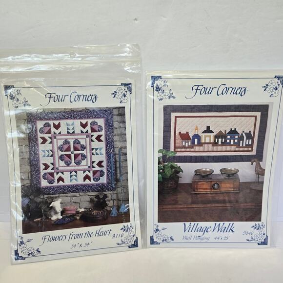 Four Corners Quilt Patterns Flowers from the Heart and Village Walk - Picture 1 of 5